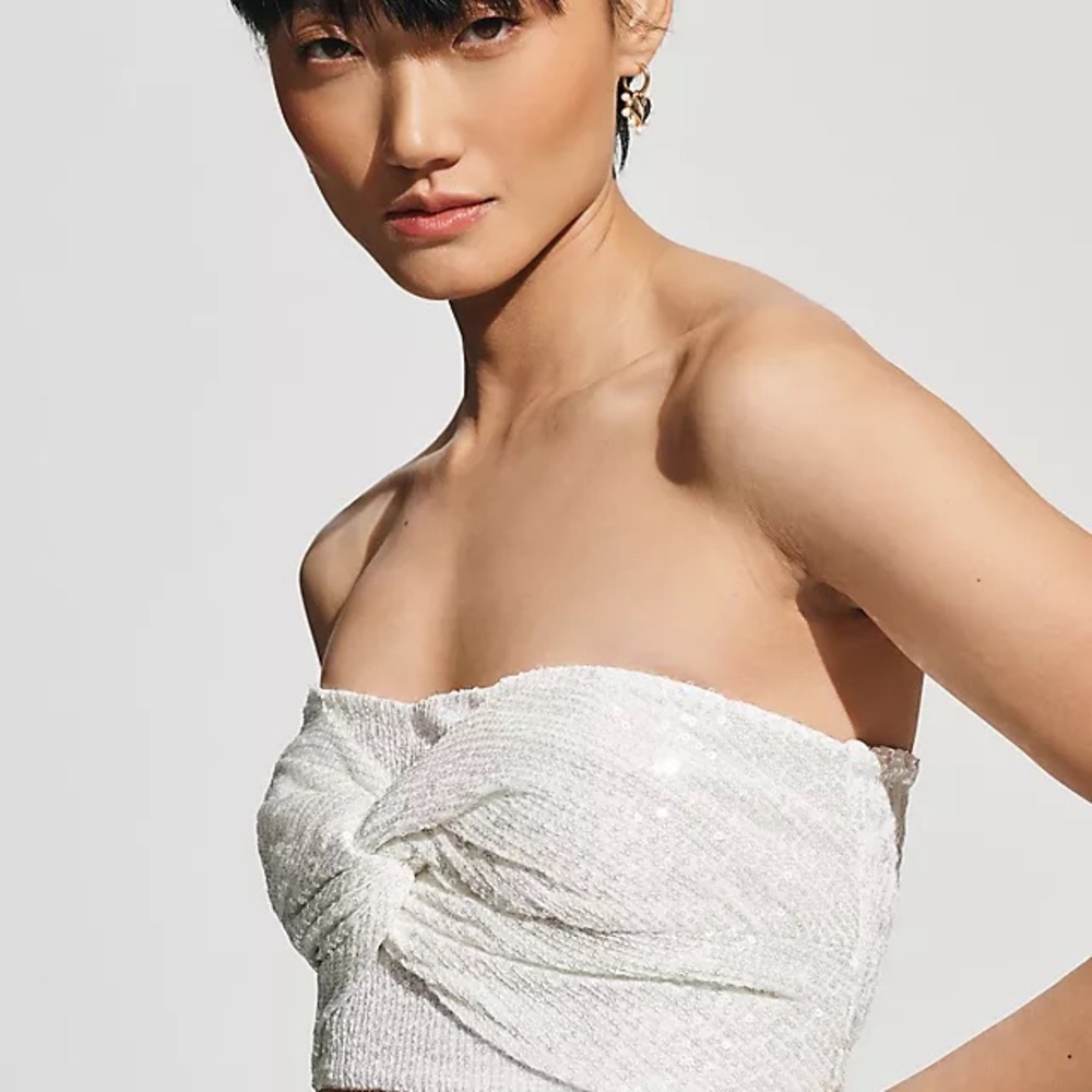 Ranna Gill White Strapless Crop Top